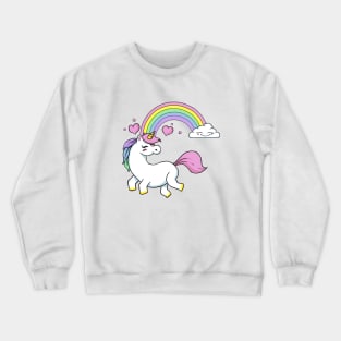Sweet Unicorn in rainbow world Crewneck Sweatshirt